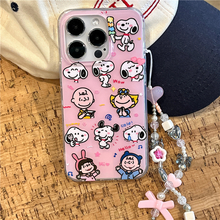 snoopy Karakter Desenli İphone Kılıf + Charm