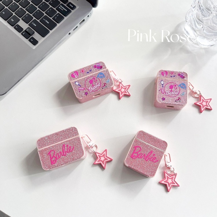 Parlak pembe Barbie uyumlu AirPods Pro2 kılıfı