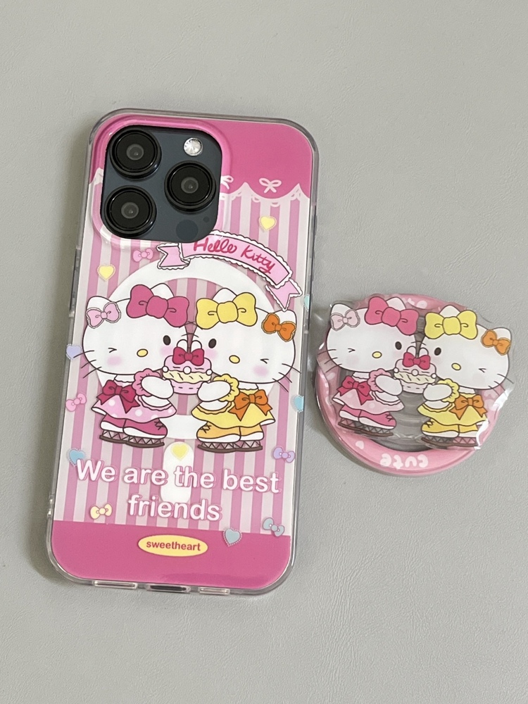 Manyetik Çift Yüzey IMD Pembe Çizgili Pasta Desenli İki KT 14 Pro