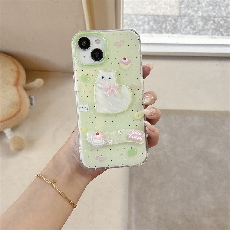 Şık ve Sevimli 3D Kedi Karakterli iPhone 15 Pro Max / 14/13/12 Telefon Kılıfı