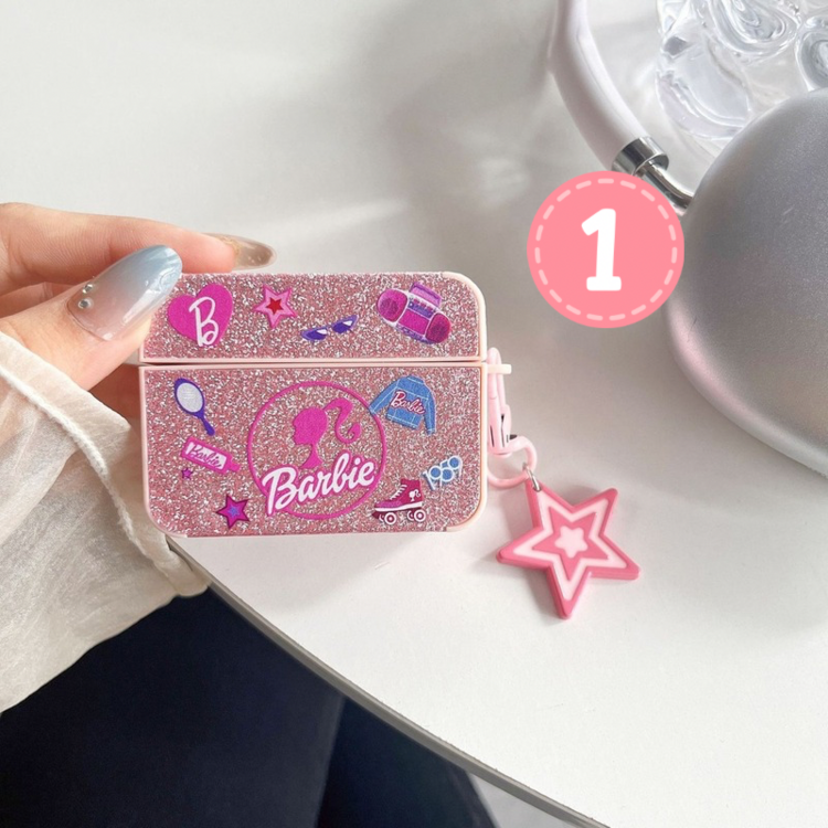 Parlak pembe Barbie uyumlu AirPods Pro2 kılıfı