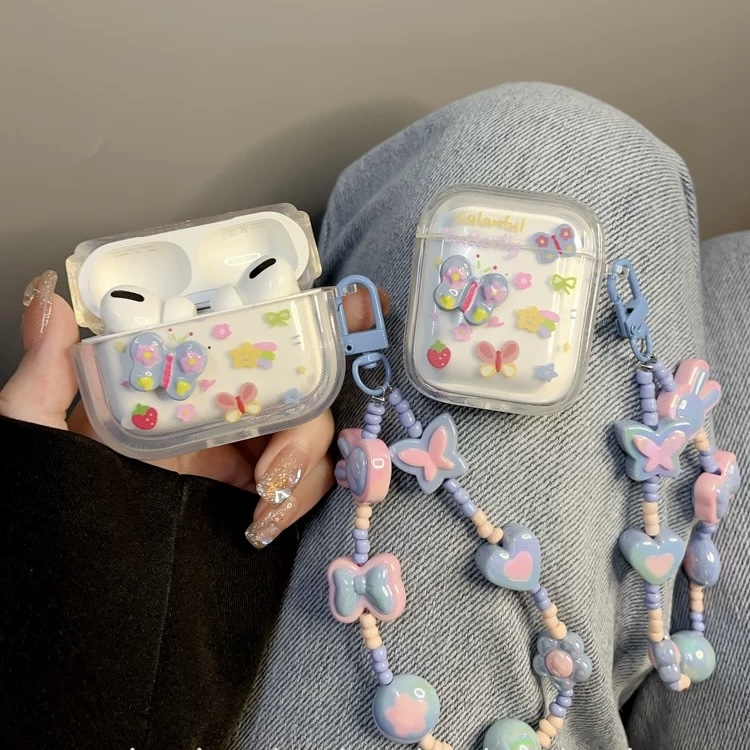 Renkli Kelebek Çiçekler Airpods Kılıf