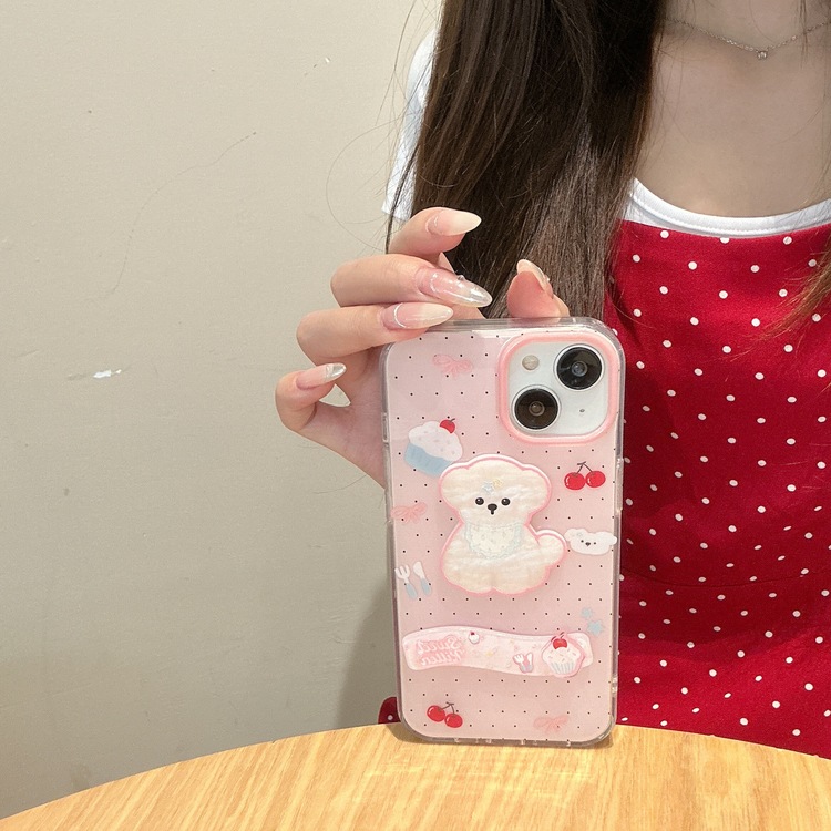 Şık ve Sevimli 3D Kopek Karakterli iPhone 15 Pro Max / 14/13/12 Telefon Kılıfı