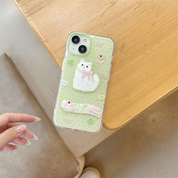 Şık ve Sevimli 3D Kedi Karakterli iPhone 15 Pro Max / 14/13/12 Telefon Kılıfı