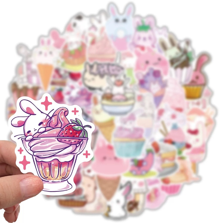 50 Desen Tavşan Tatlı Sevimli Karikatür Su Geçirmez Stickers