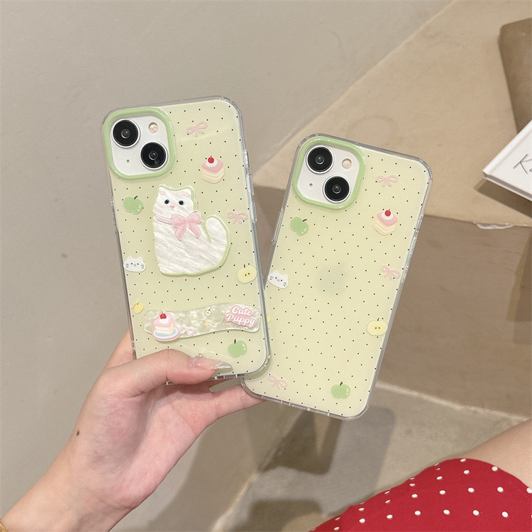 Şık ve Sevimli 3D Kedi Karakterli iPhone 15 Pro Max / 14/13/12 Telefon Kılıfı
