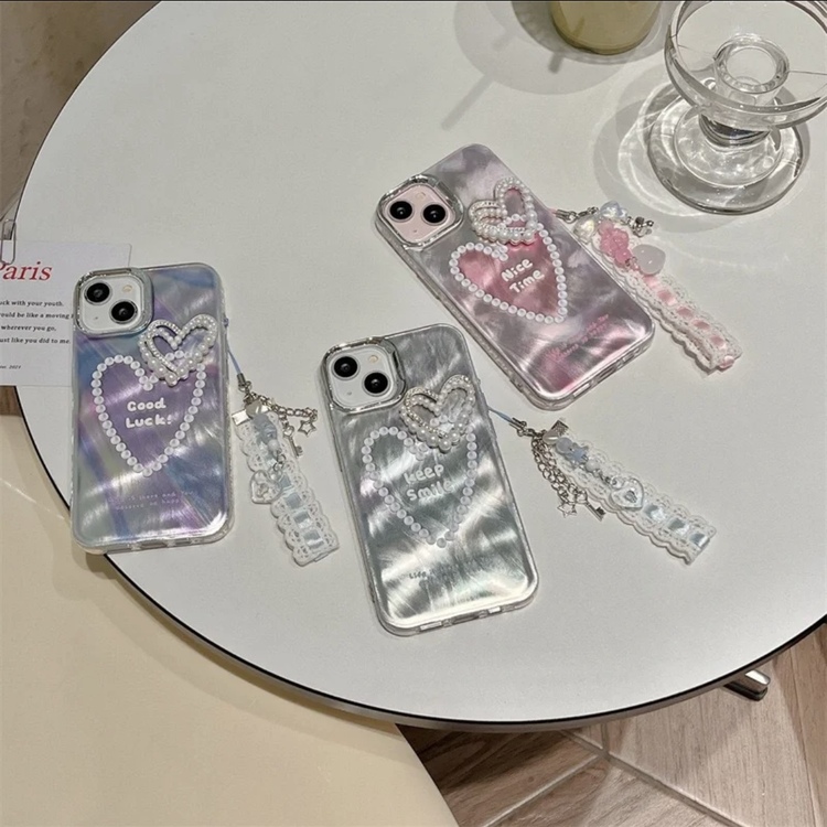 Degrade Renkli Üç boyutlu Kalp Kilif + Charm