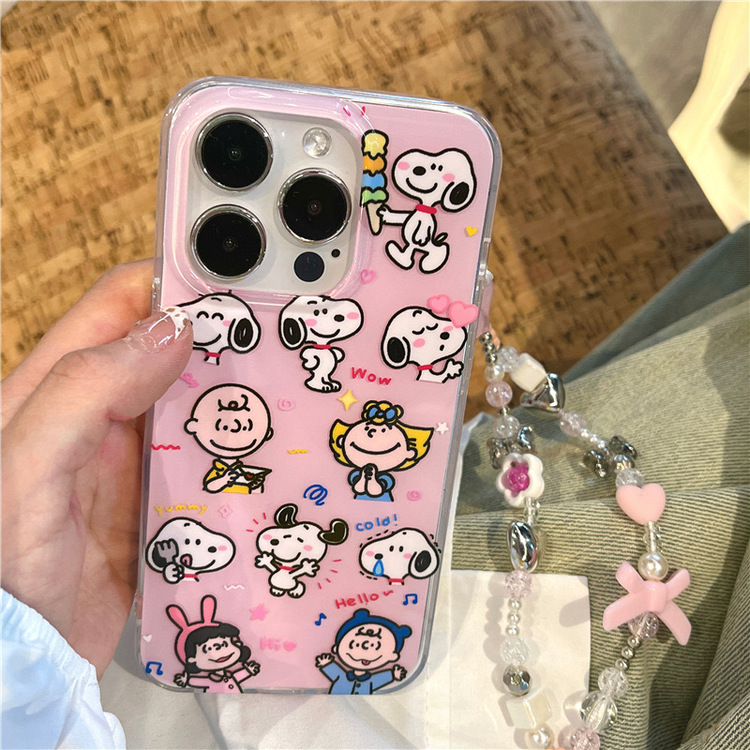 snoopy Karakter Desenli İphone Kılıf + Charm