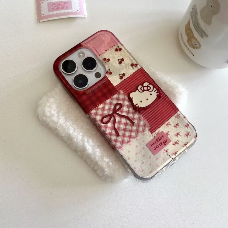 Kırmızı Hello Kitty Telefon Kılıfı Boncuklu Zincirli – Sevimli iPhone Kapağı