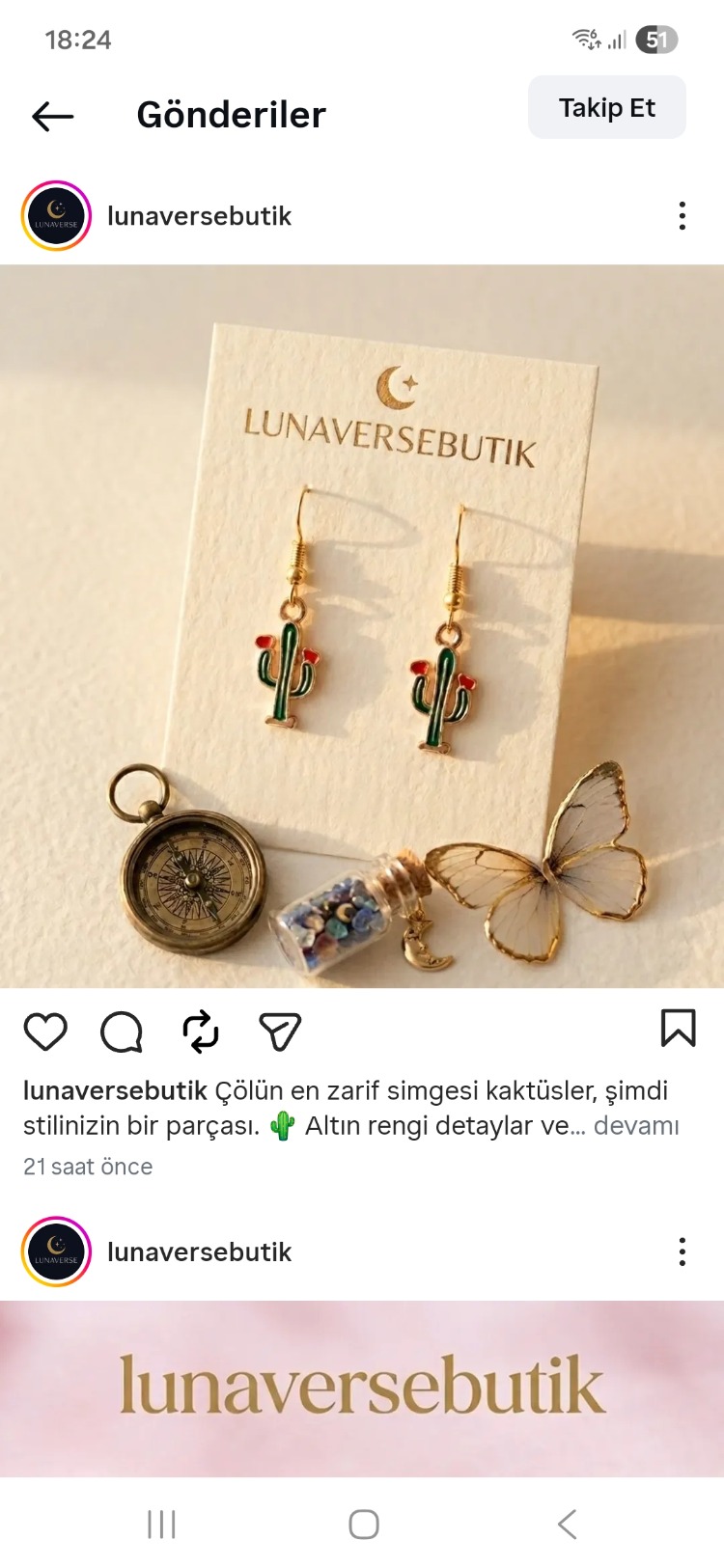 Kaktüs Figürlü Küpe