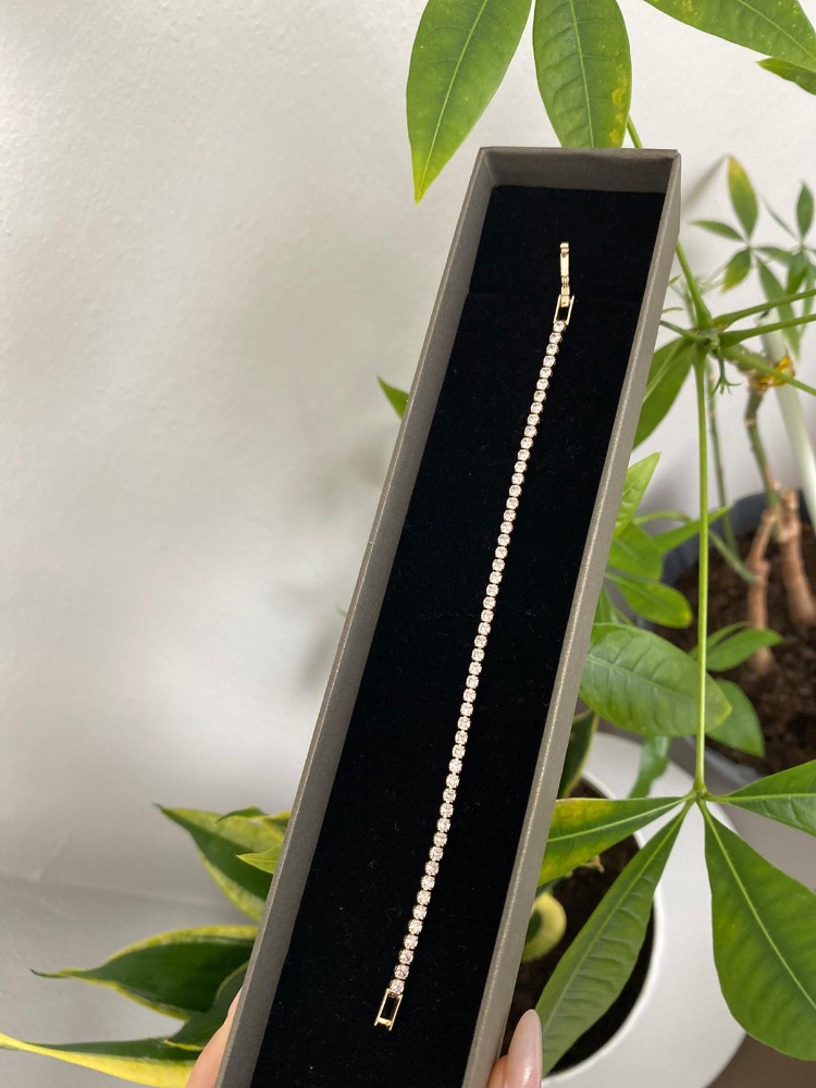 Küçük Zirkon Taşlı Çelik Suyolu - Gold