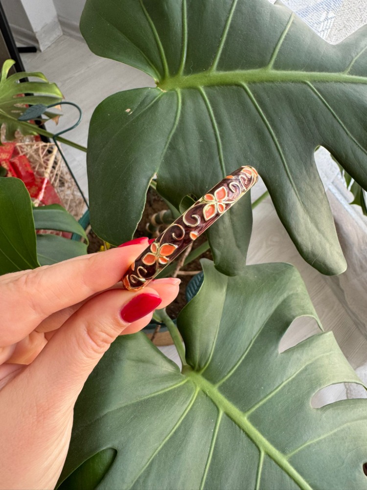 Flora Mineli Bileklik – Turuncu Desen
