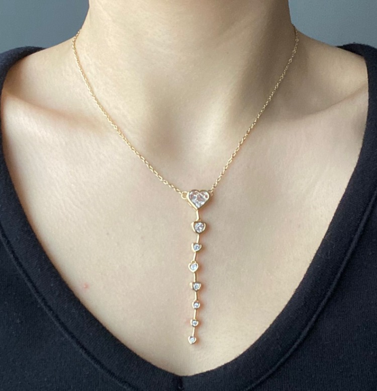 Solène Cœur Drop Çelik Y Kolye