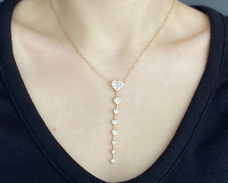 Solène Cœur Drop Çelik Y Kolye
