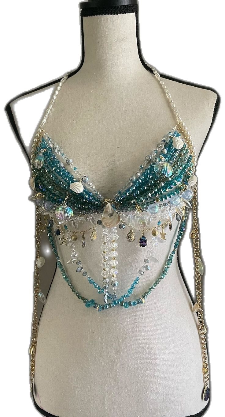 deniz temalı boncuklu bikini takımı