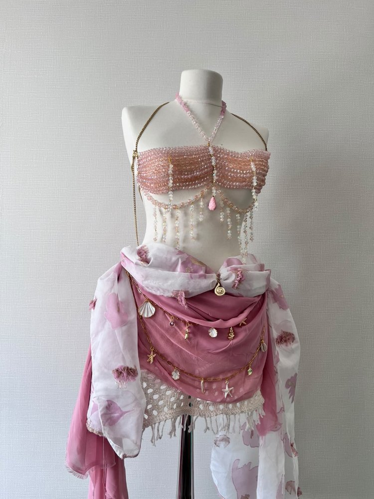 pembe boncuklu takım
