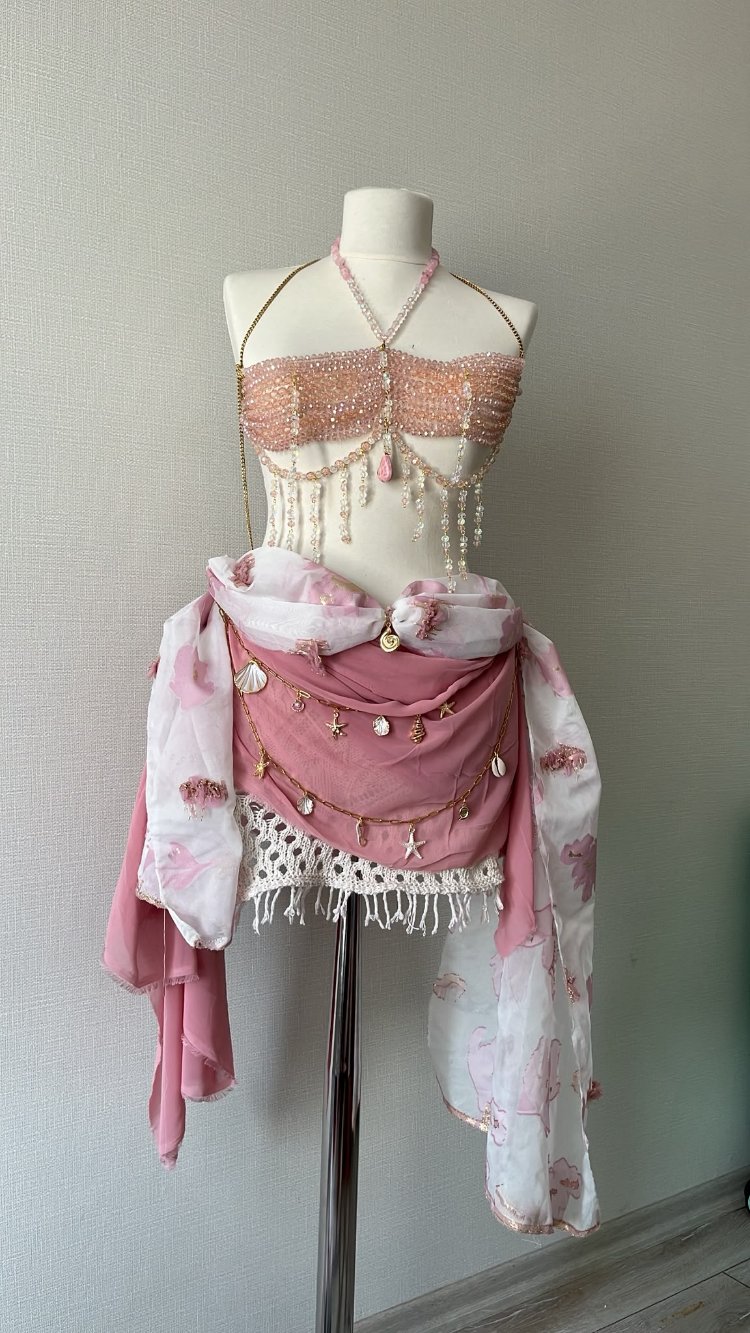 pembe boncuklu takım
