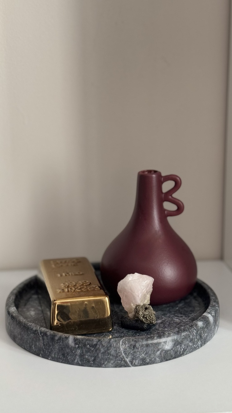 Bollos Dark - Siyah Mermer Yuvarlak Tepsi / Sunumluk