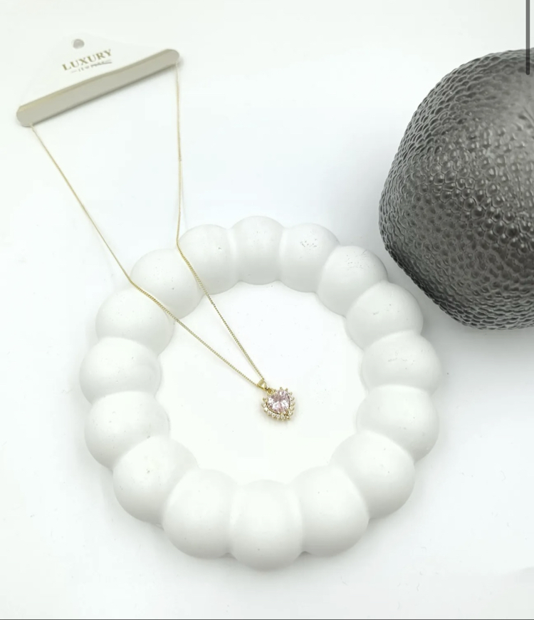 Gold Pembe Taşlı Kolye