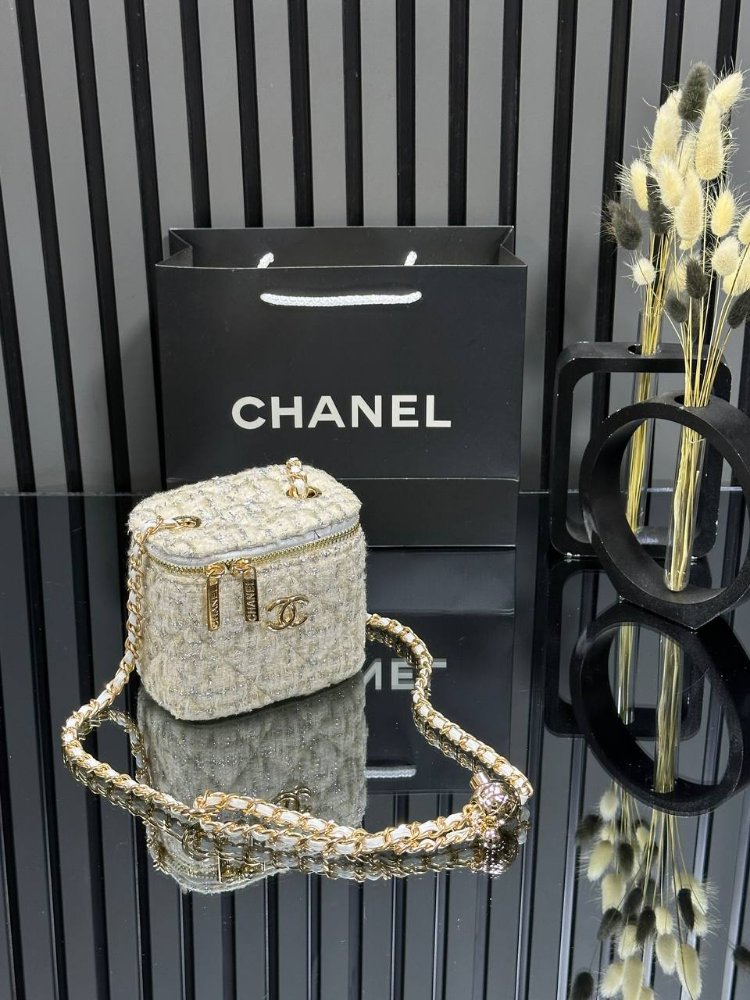 ( TÜVİT KUMAŞ ) CHANEL MİNİ VANİTY EL VE OMUZ ÇANTASI 