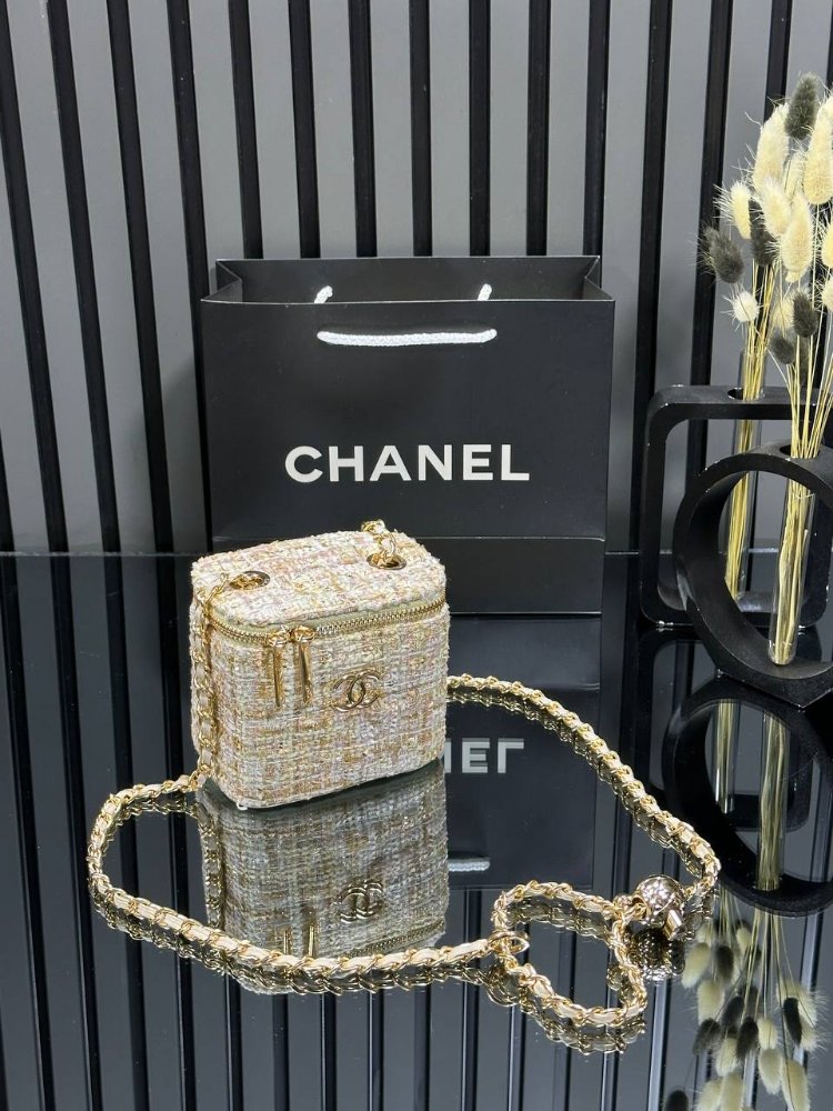 ( TÜVİT KUMAŞ ) CHANEL MİNİ VANİTY EL VE OMUZ ÇANTASI 