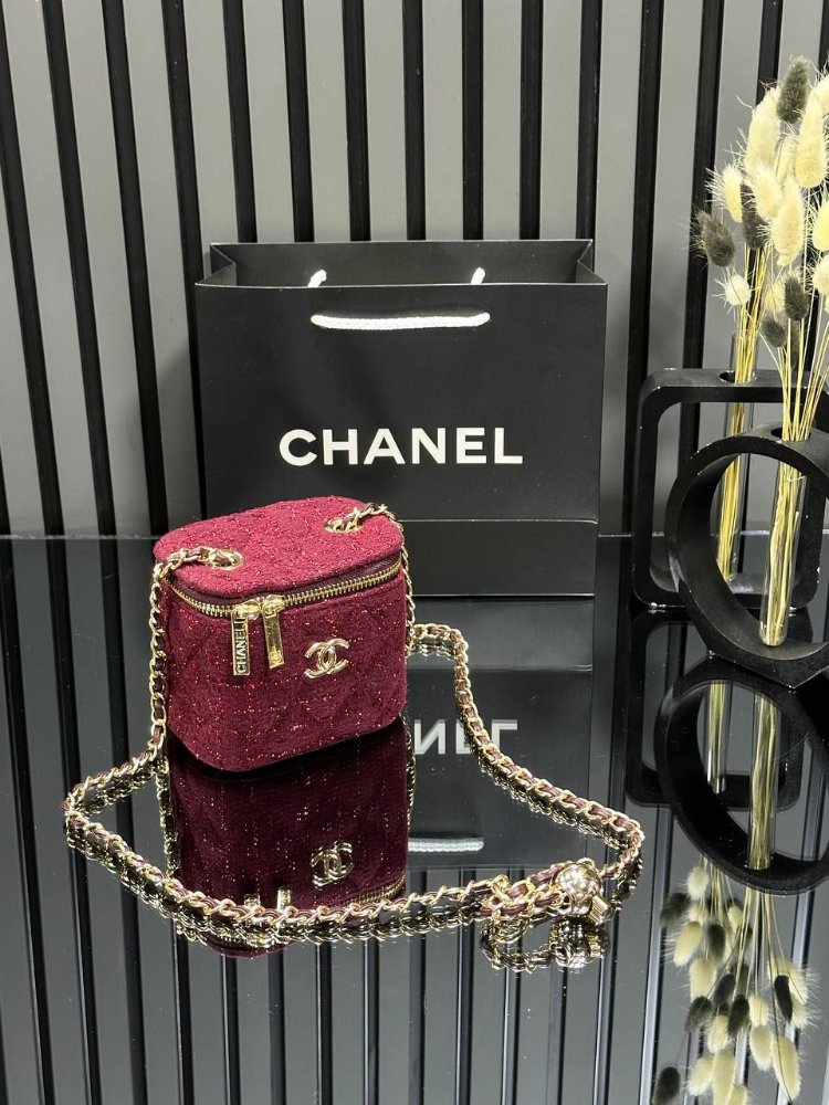 ( TÜVİT KUMAŞ ) CHANEL MİNİ VANİTY EL VE OMUZ ÇANTASI 
