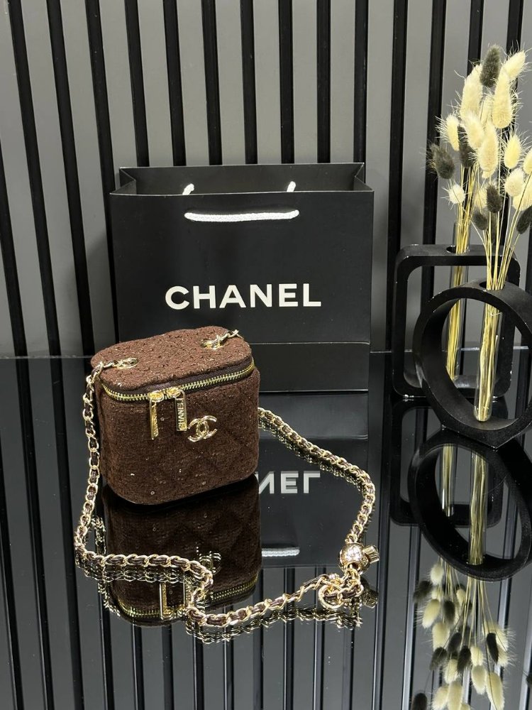 ( TÜVİT KUMAŞ ) CHANEL MİNİ VANİTY EL VE OMUZ ÇANTASI 