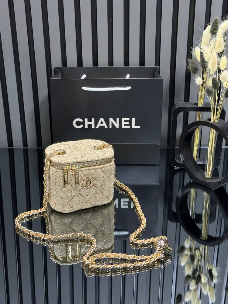( TÜVİT KUMAŞ ) CHANEL MİNİ VANİTY EL VE OMUZ ÇANTASI 