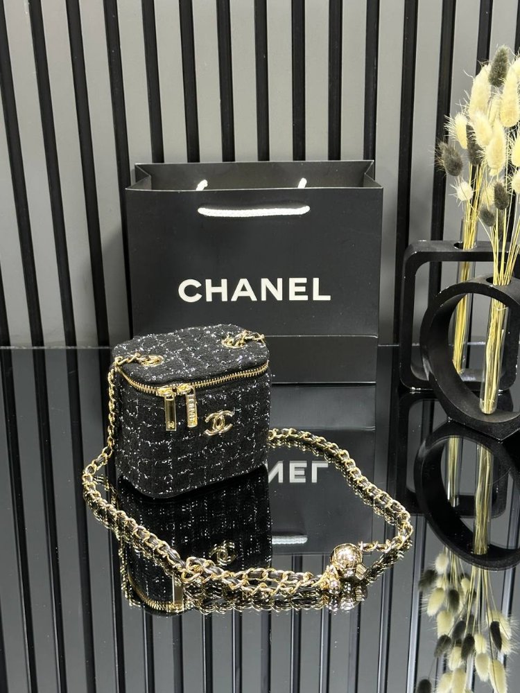 ( TÜVİT KUMAŞ ) CHANEL MİNİ VANİTY EL VE OMUZ ÇANTASI 