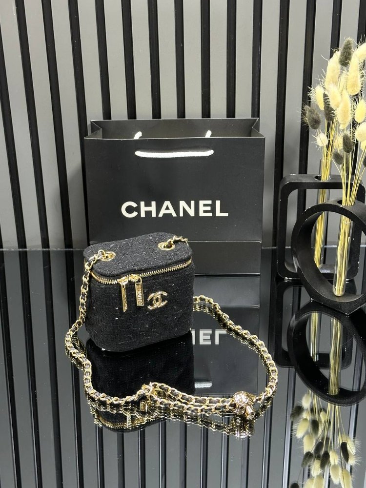 ( TÜVİT KUMAŞ ) CHANEL MİNİ VANİTY EL VE OMUZ ÇANTASI 