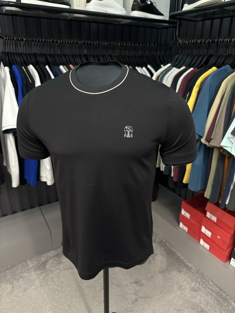 İthal Brunello Cucınelli T-shirt Kırışmayan Kumaş (7214-Siyah)