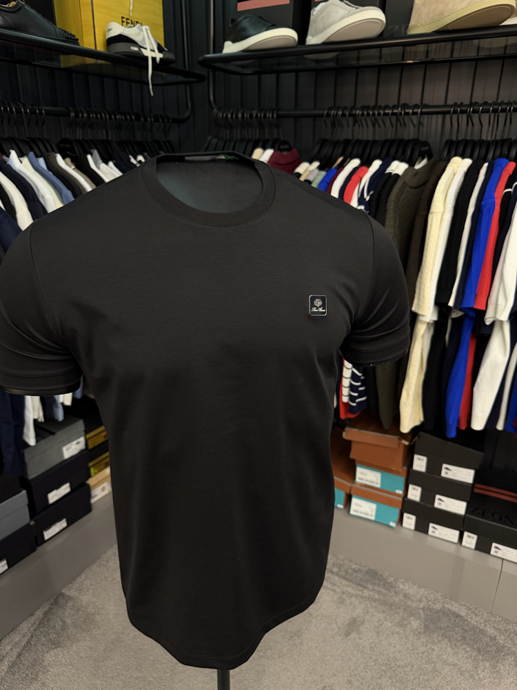 İthal Lora Piana T-shirt Kırışmayan Kumaş (9432-Siyah)