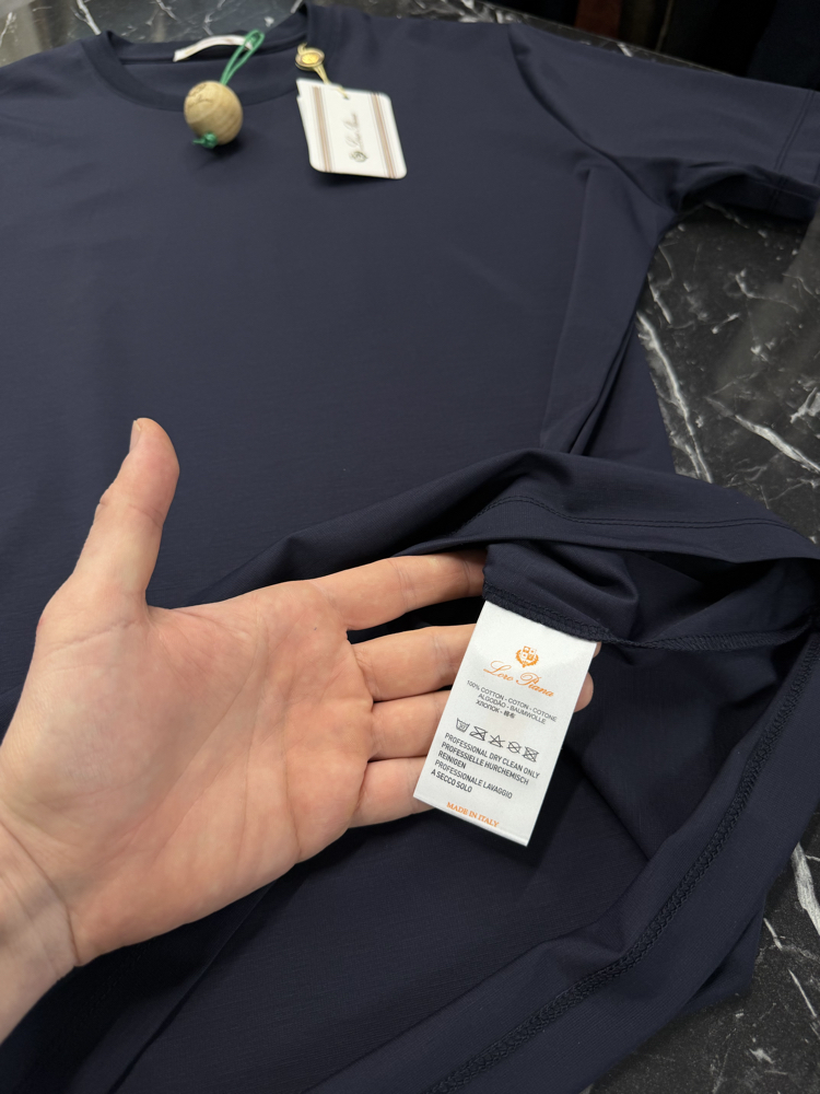 İthal Lora Piana T-shirt Kırışmayan Kumaş (9444-Lacivert)