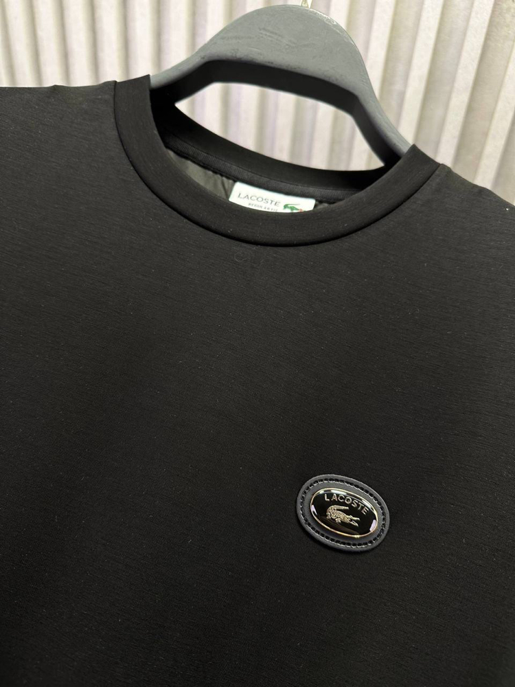 Yeni Demir Logo Modal Kırışmayan Kumaş T-shirt (15052-Siyah)