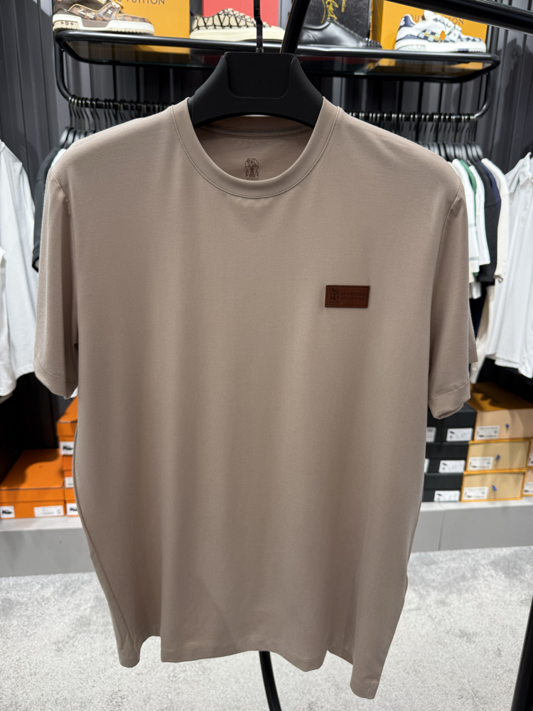 İthal Brunello Cucınelli T-shirt Kırışmayan Kumaş (9450-Vizon)
