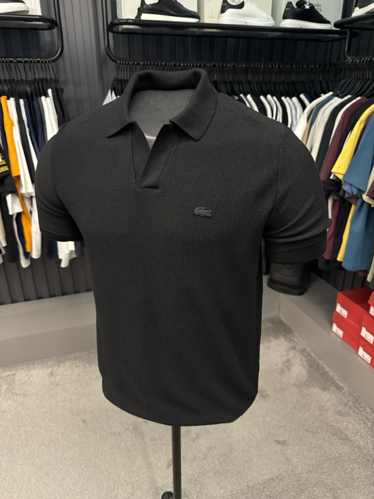 Örme V Triko Polo Yaka (Siyah-33036)