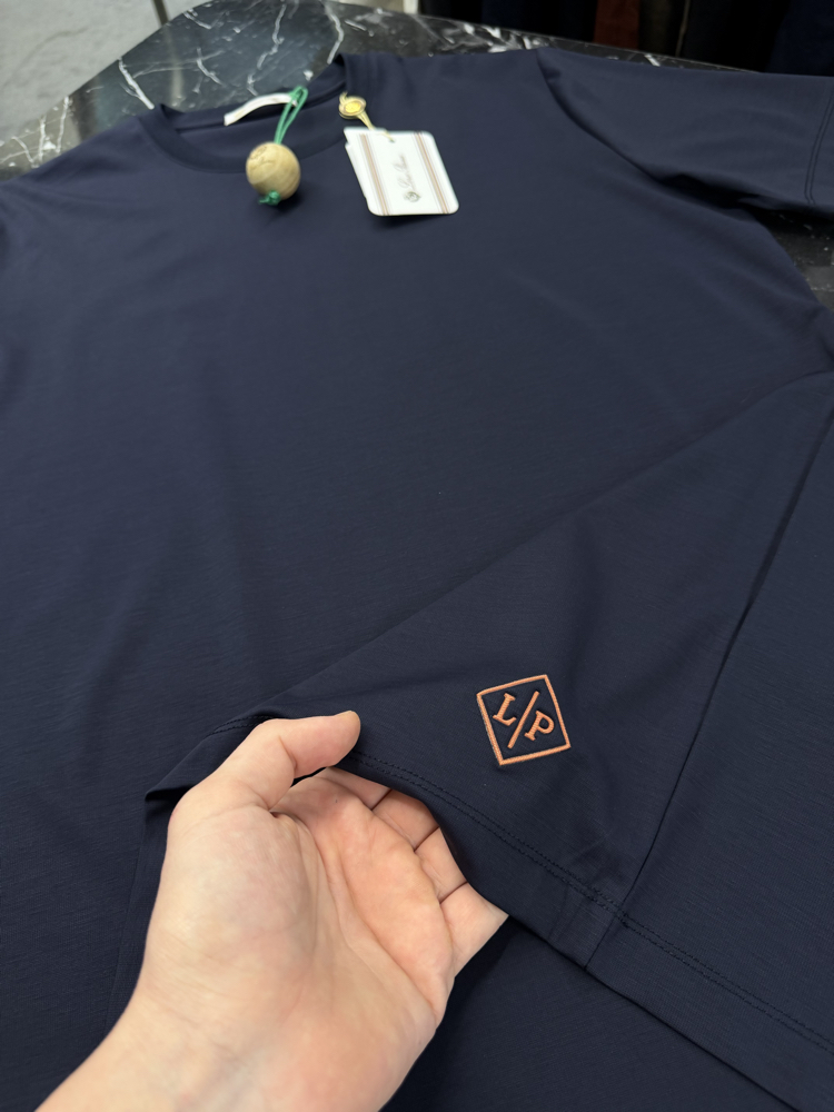 İthal Lora Piana T-shirt Kırışmayan Kumaş (9444-Lacivert)