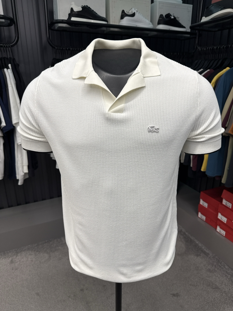 Örme V Triko Polo Yaka (Beyaz-33036)
