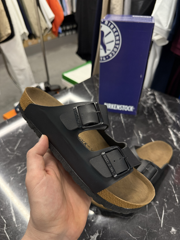 Birkenstock Arizona Deri Çift Toka (Siyah)
