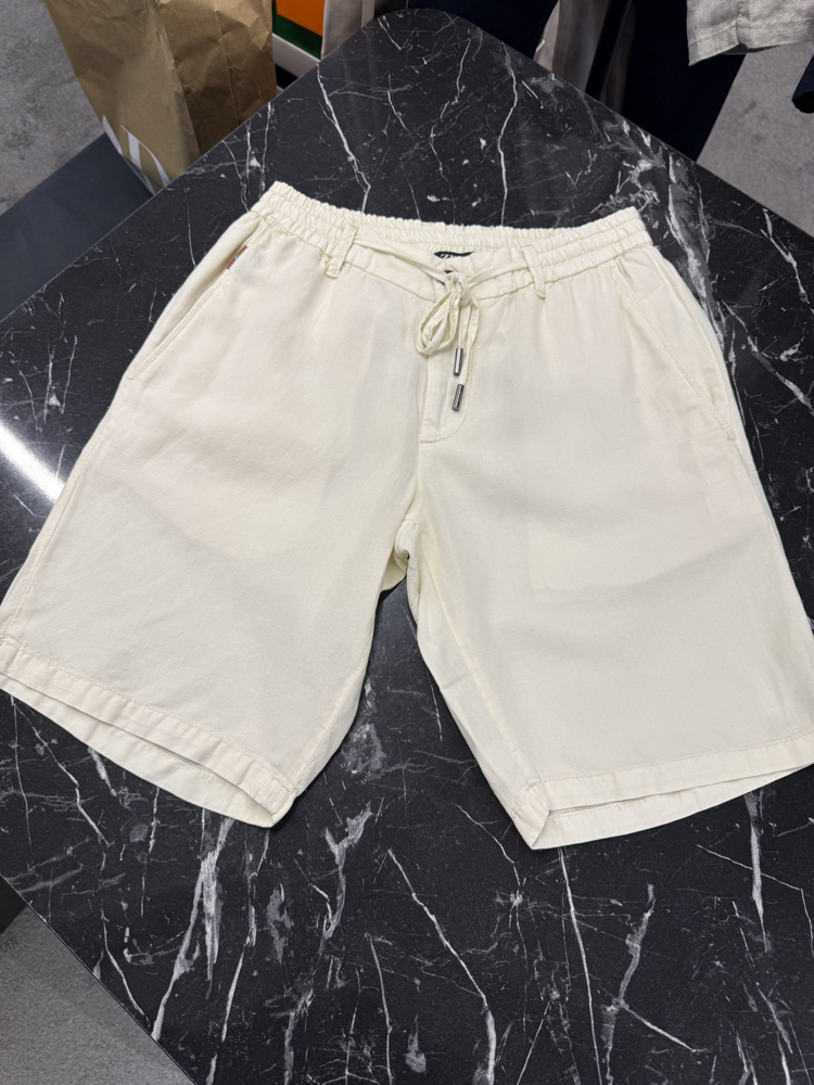 İthal Zegna Ham Keten Şort (6141-Ekru)