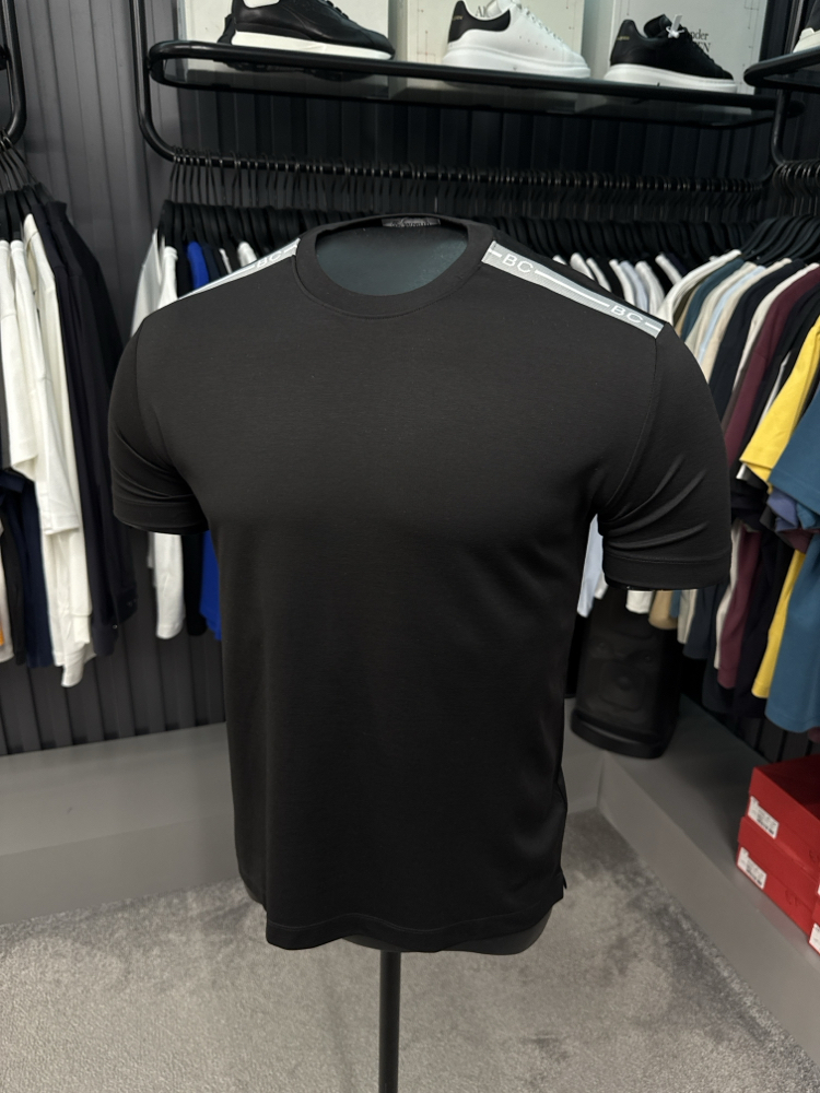 İthal Brunello Cucınelli Omuz Detaylı T-shirt Kırışmayan Kumaş (1987-Siyah)