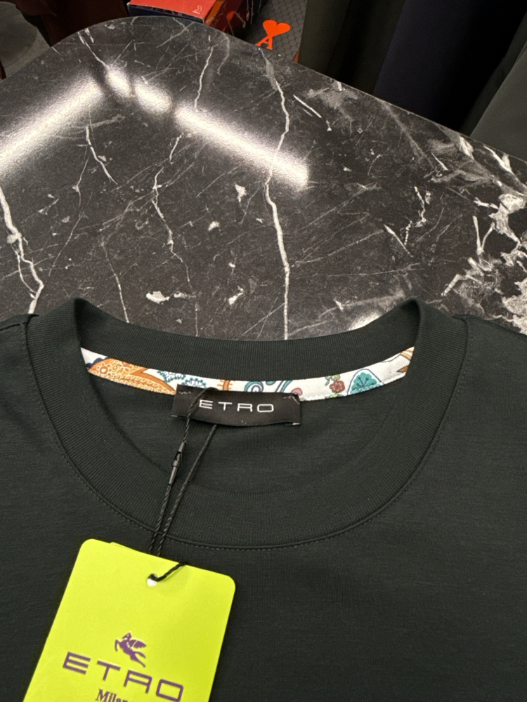 İthal Etro T-shirt Kırışmayan Kumaş (290001-Haki)