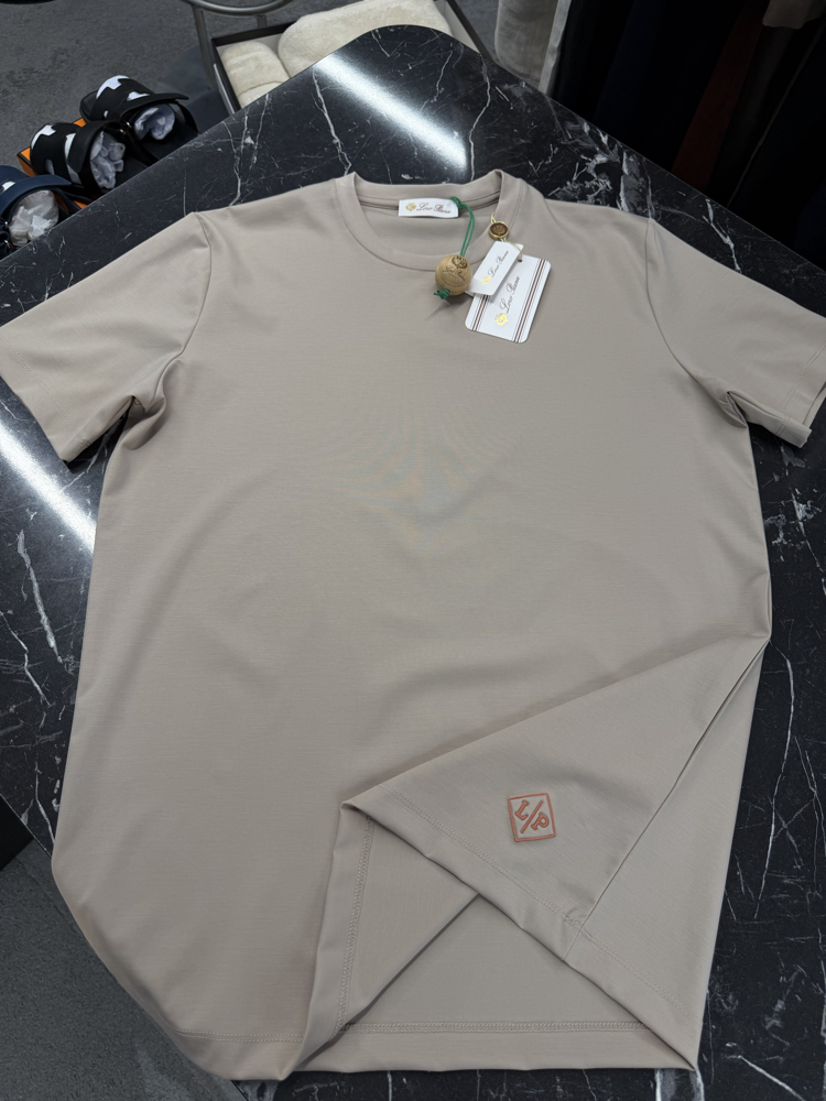 İthal Lora Piana T-shirt Kırışmayan Kumaş (9444-Bej)