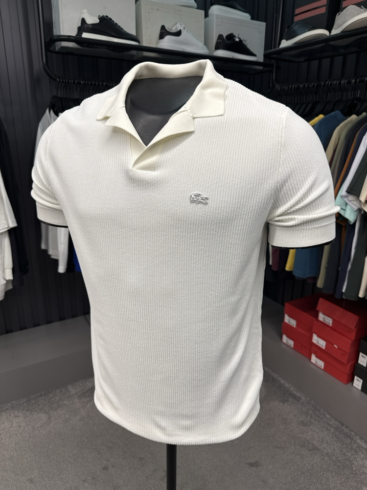 Örme V Triko Polo Yaka (Beyaz-33036)