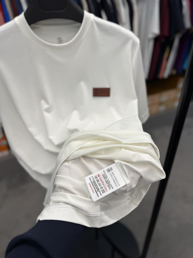 İthal Brunello Cucınelli T-shirt Kırışmayan Kumaş (9450-Beyaz)