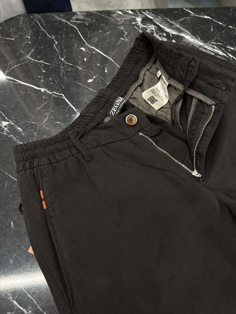 İthal Zegna Ham Keten Şort (6141-Kahve Rengi))