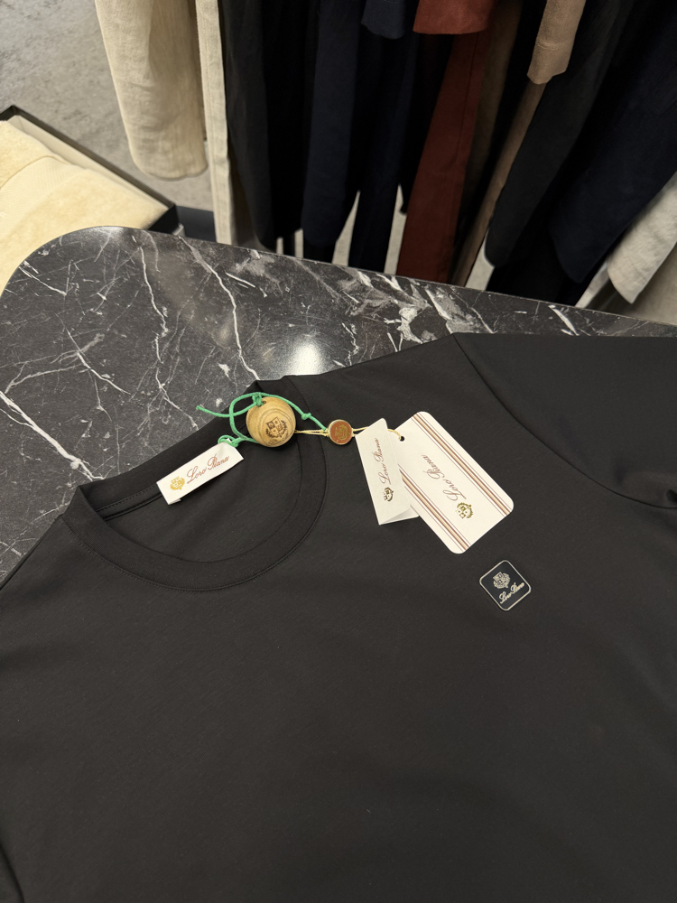 İthal Lora Piana T-shirt Kırışmayan Kumaş (9432-Siyah)