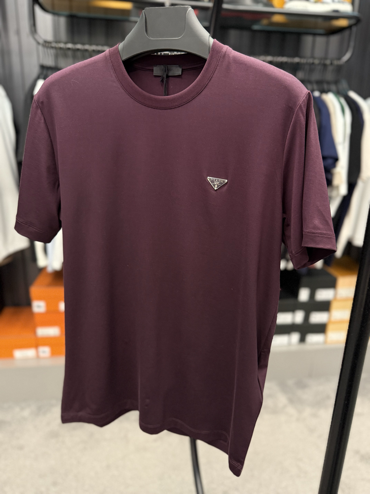 İthal Prada T-shirt Kırışmayan Kumaş (9460-Mürdüm)