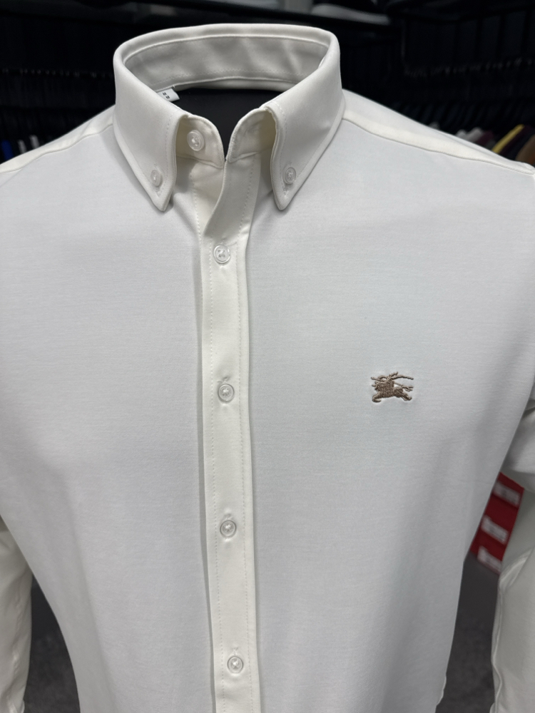 Burberry Yıkamalı Modal Kırışmayan Kumaş Gömlek (3914-Beyaz)