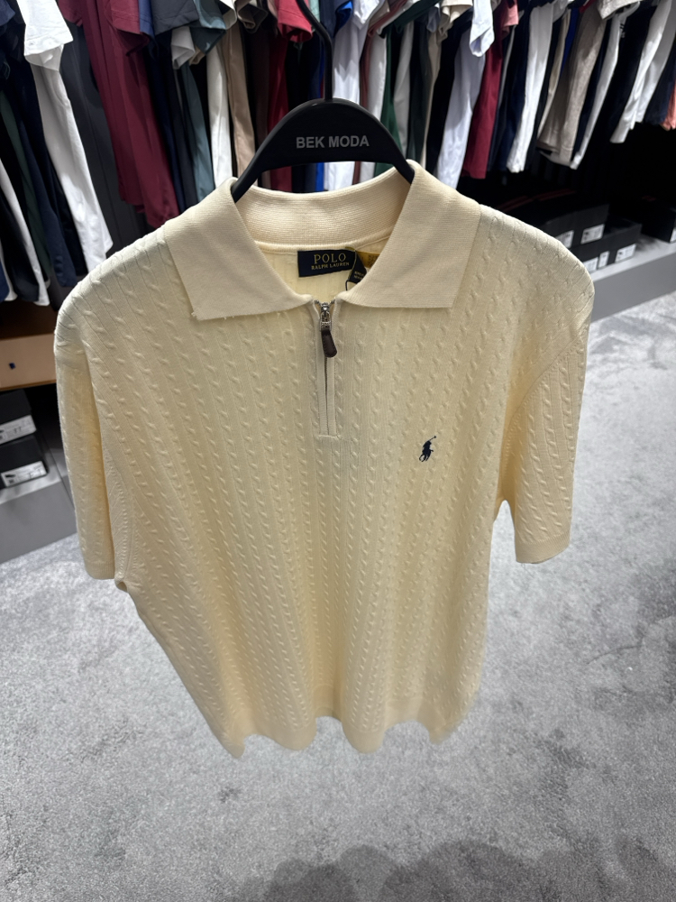 Premium Fermuarlı Triko Polo Yaka (Sarı-5072)